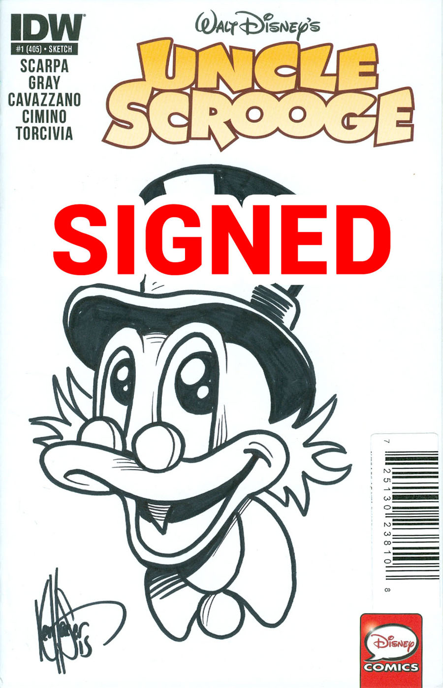 Uncle Scrooge Vol 2 #1 Cover E DF Ken Haeser Signed & Remarked With An Uncle Scrooge Hand-Drawn Sketch Variant Cover