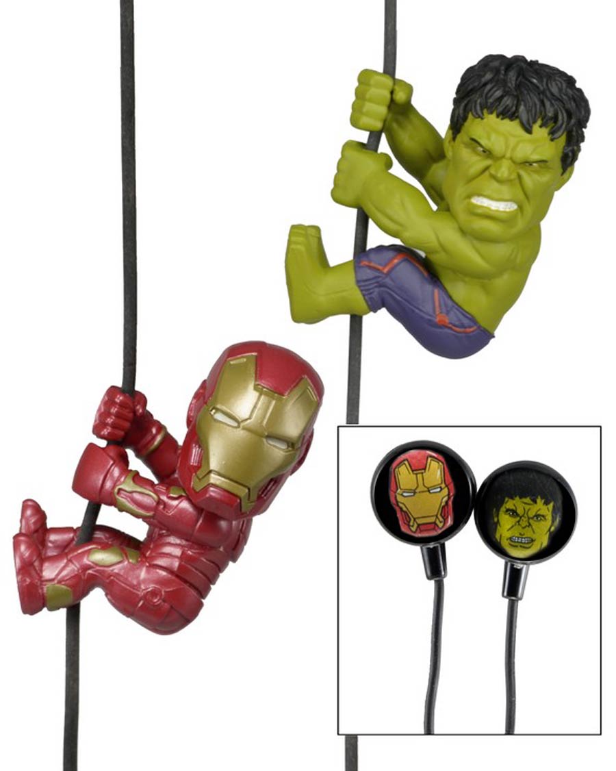 marvel comics printed ear buds iron man hulk scalers midtown comics