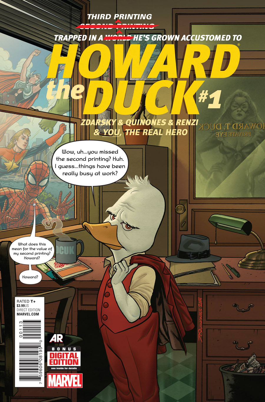 Howard The Duck Vol 4 #1 Cover K 3rd Ptg Joe Quinones Variant Cover