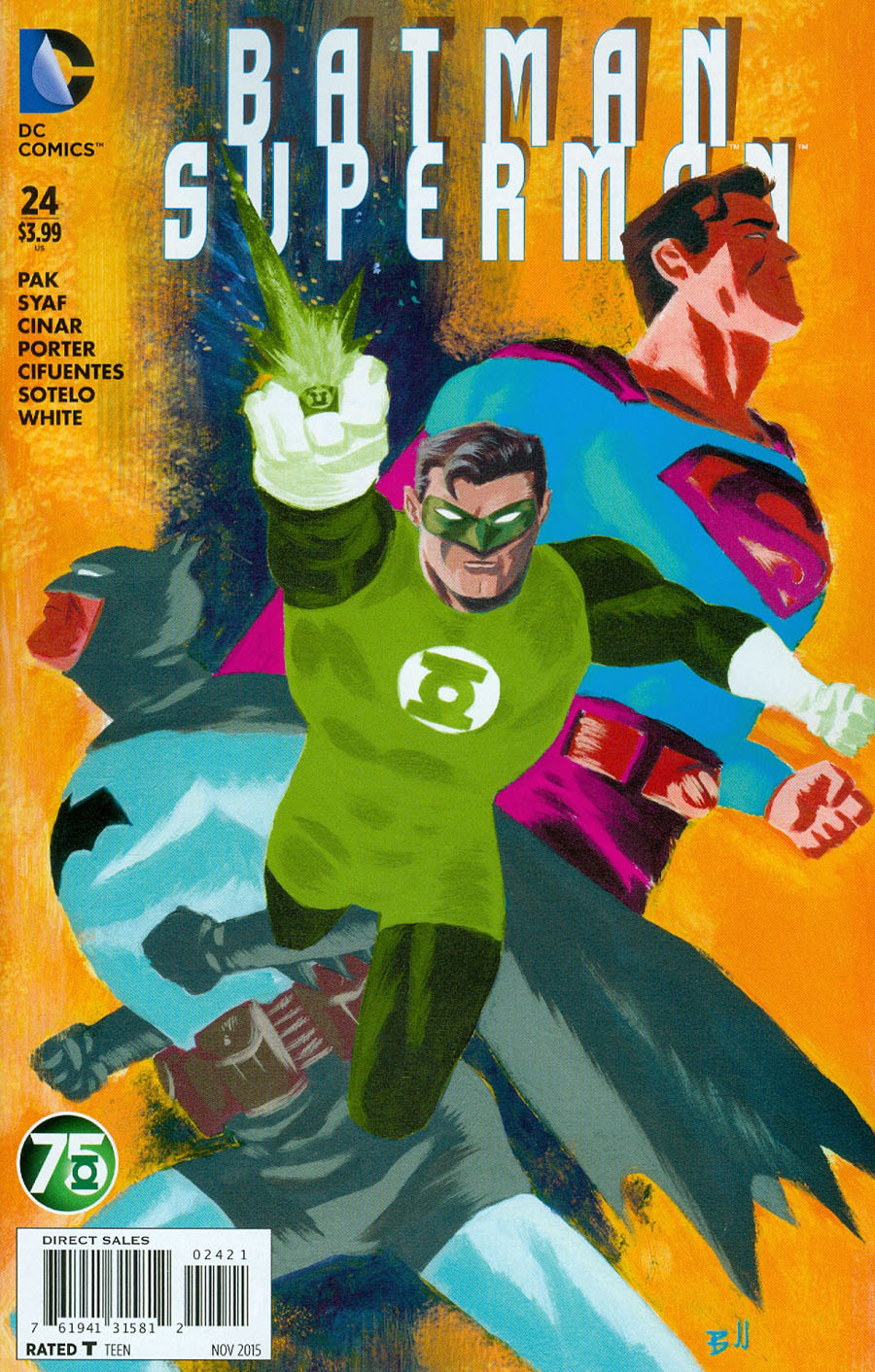 Batman Superman #24 Cover B Variant Dave Bullock Green Lantern 75th Anniversary Cover (Truth Tie-In)