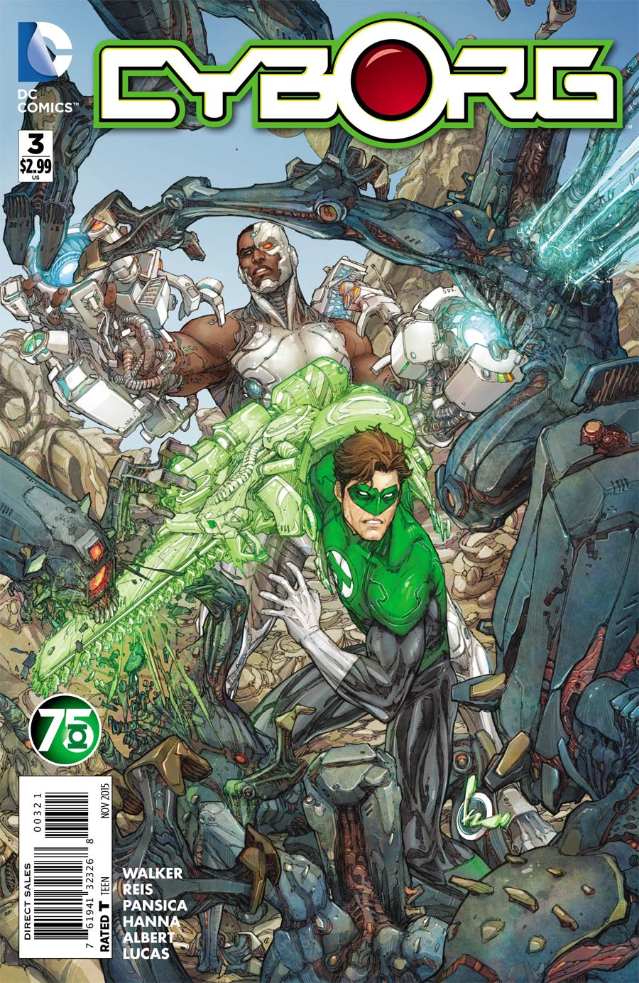 Cyborg #3 Cover B Variant Kenneth Rocafort Green Lantern 75th Anniversary Cover
