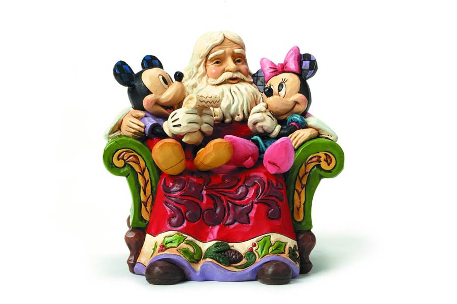 Disney Traditions Santa With Minnie & Mickey Figurine