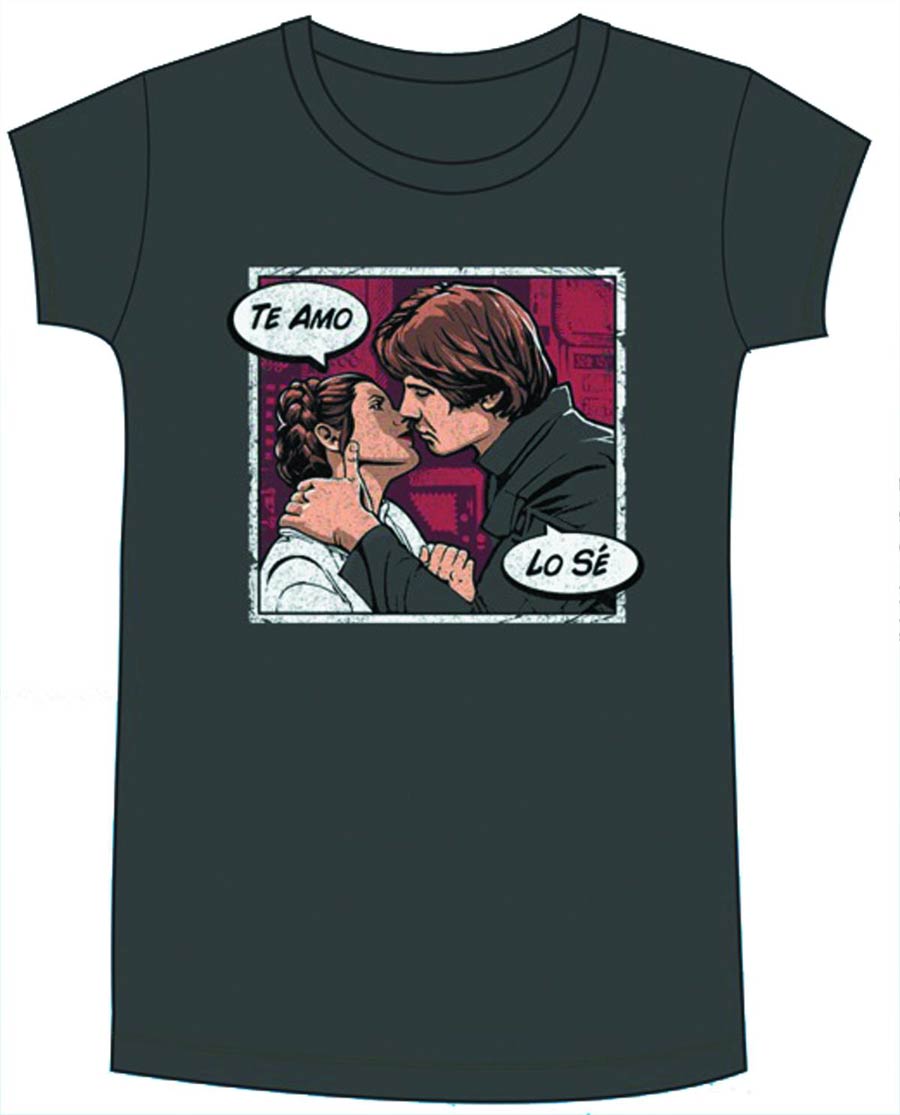 Star Wars I Love You Womens Charcoal T-Shirt Large