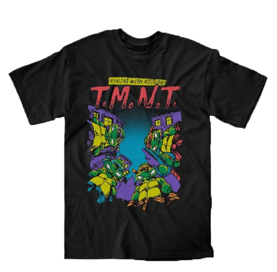 TMNT Ninjas With Attitude Black T-Shirt Large