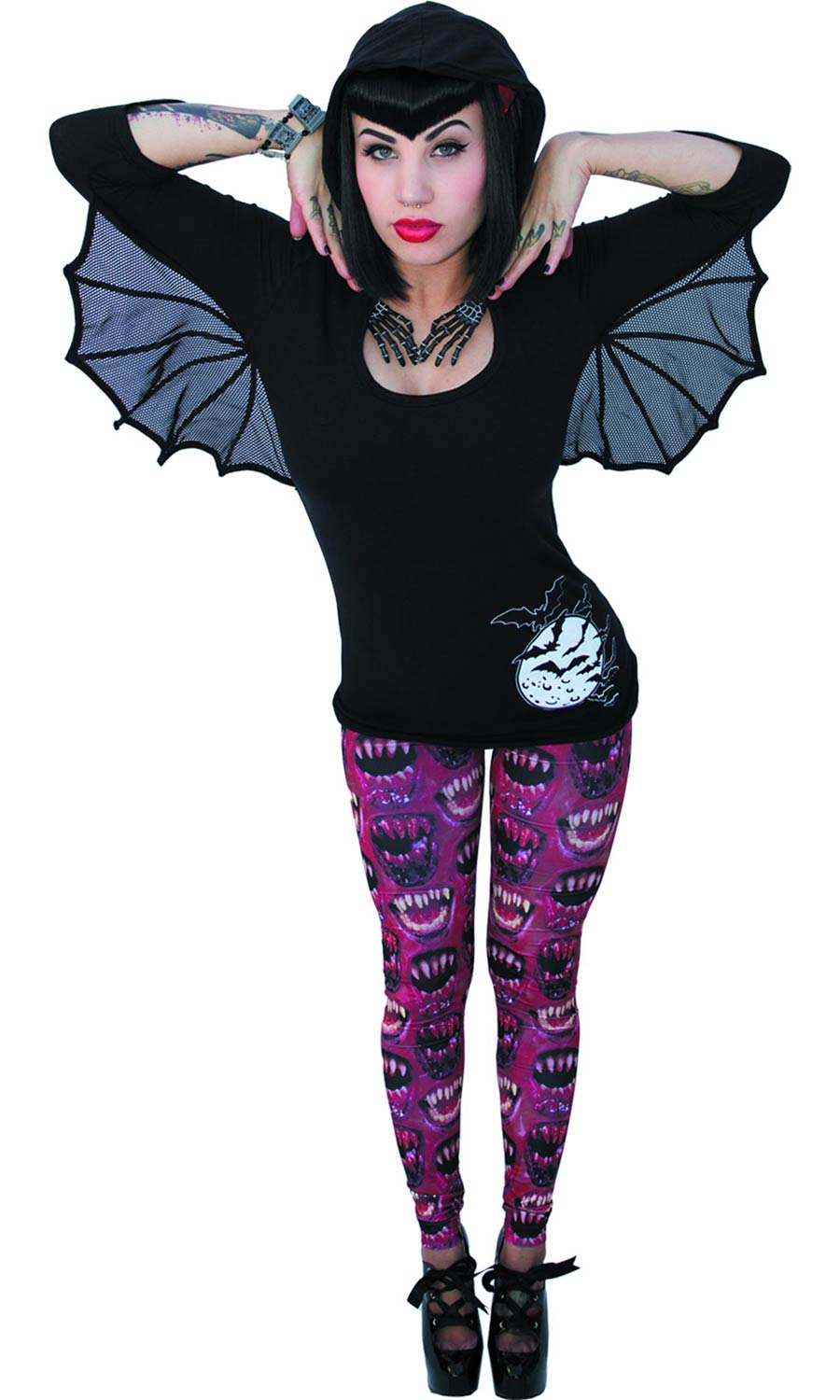Kreepsville Bat Hooded Womens Tunic Large