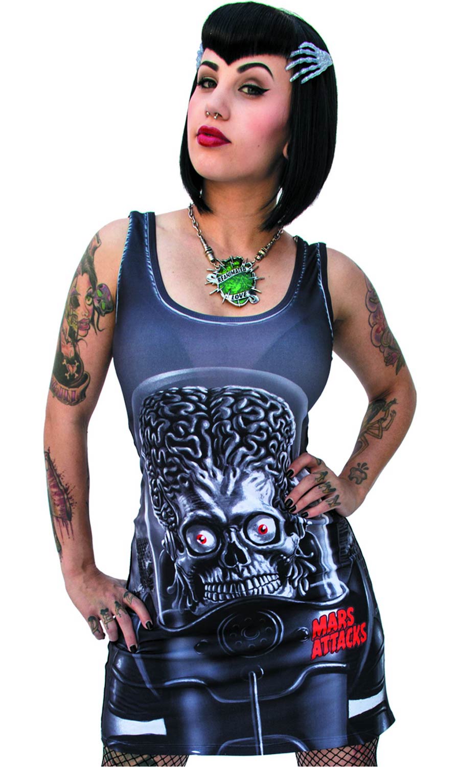 Mars Attacks Martian Black Tank Dress Small