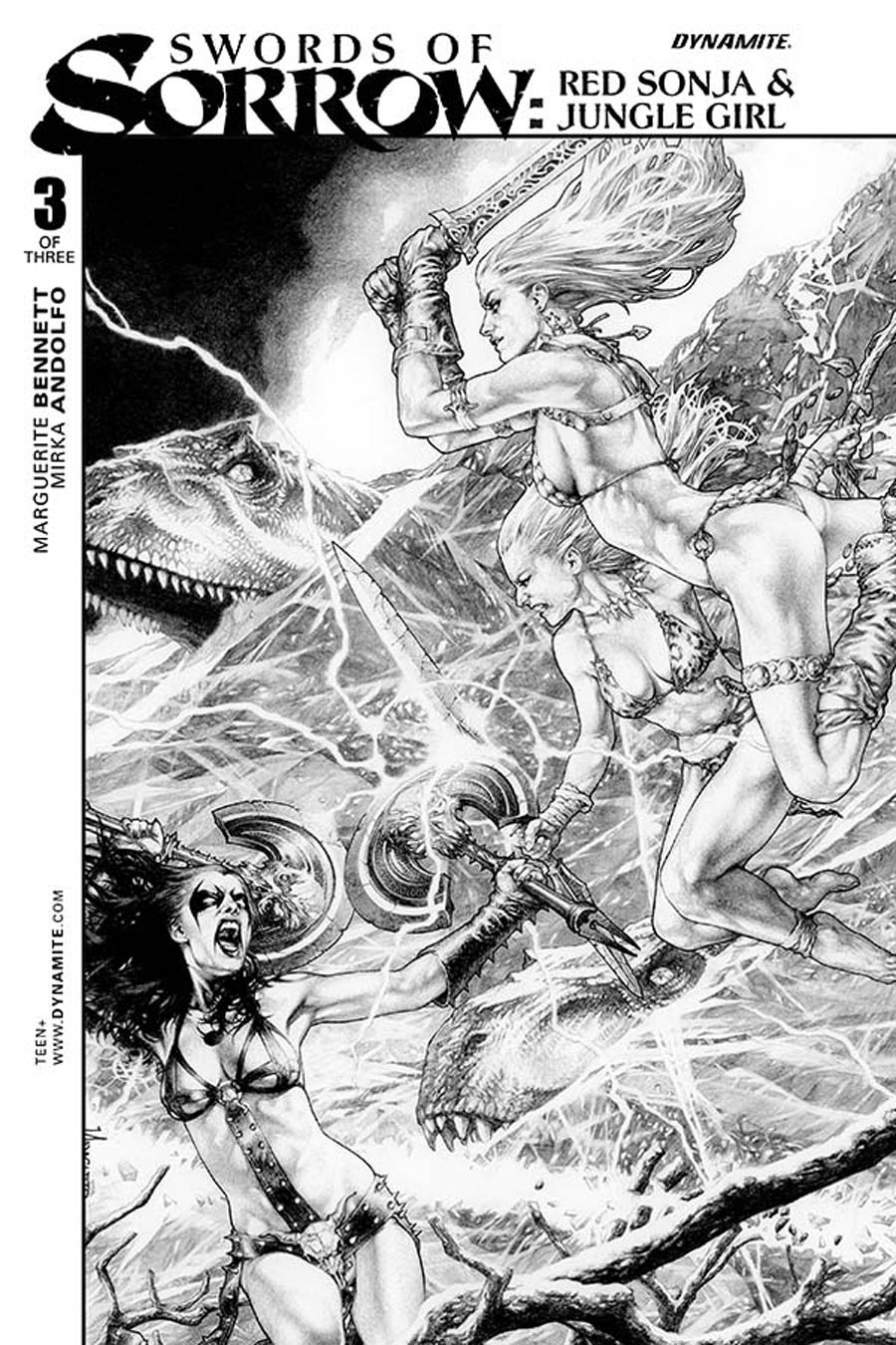 Swords Of Sorrow Red Sonja & Jungle Girl #3 Cover B Incentive Jay Anacleto Black & White Cover
