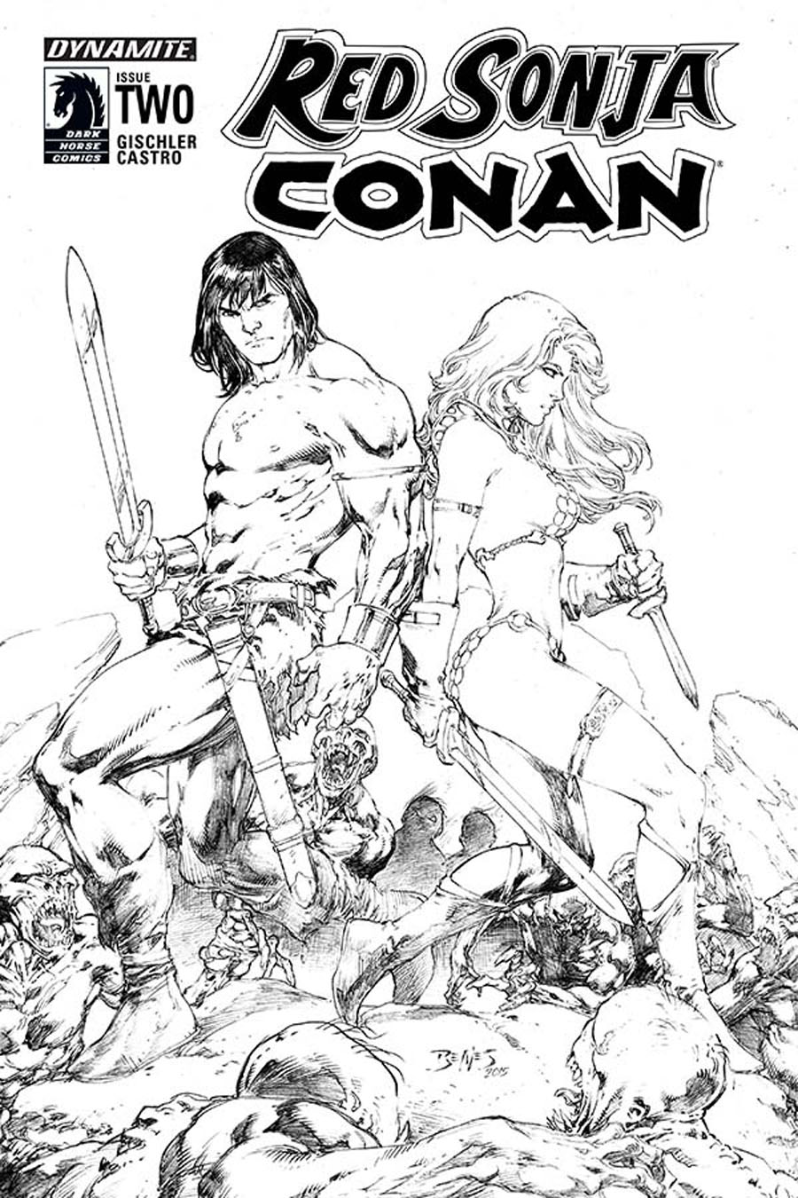 Red Sonja Conan #2 Cover C Incentive Ed Benes Black & White Cover