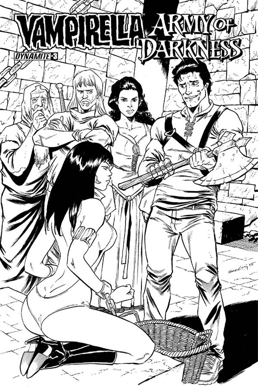 Vampirella Army Of Darkness #3 Cover C Incentive Tim Seeley Black & White Cover