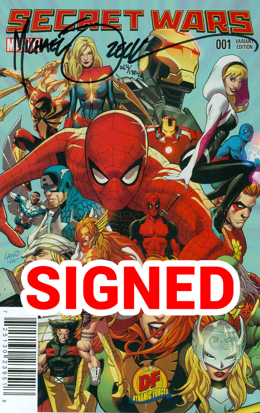 Secret Wars #1 Cover Z-B DF Exclusive Greg Land Variant Cover Signed By Mike Zeck