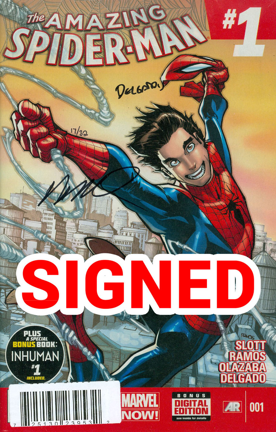 Amazing Spider-Man Vol 3 #1 Cover Z-H DF Signed By Humberto Ramos & Edgar Delgado