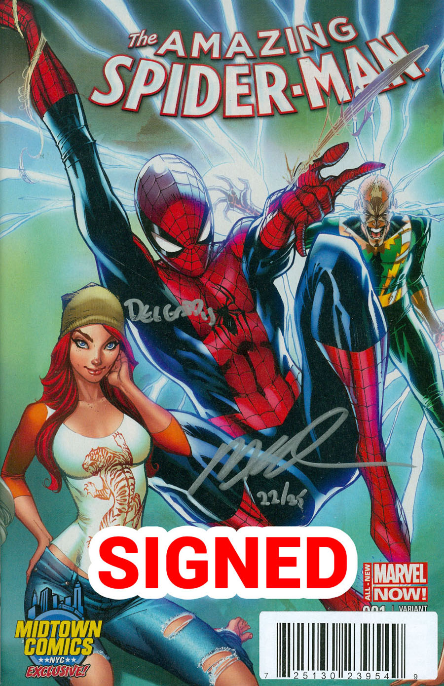 Amazing Spider-Man Vol 3 #1 Cover Z-I DF Silver Signature Series Signed By Humberto Ramos & Edgar Delgado