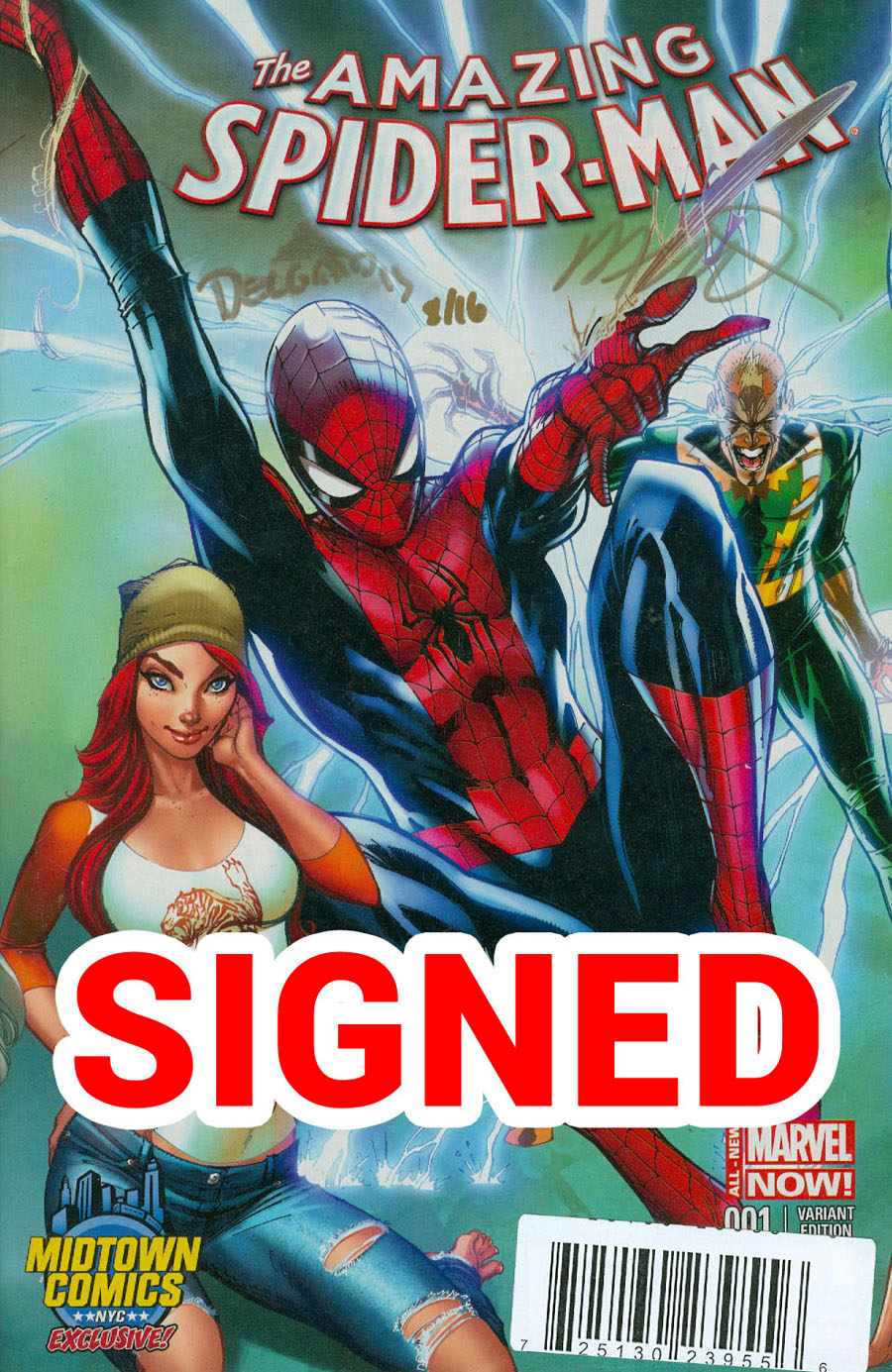 Amazing Spider-Man Vol 3 #1 Cover Z-J DF Gold Signature Series Signed By Humberto Ramos & Edgar Delgado