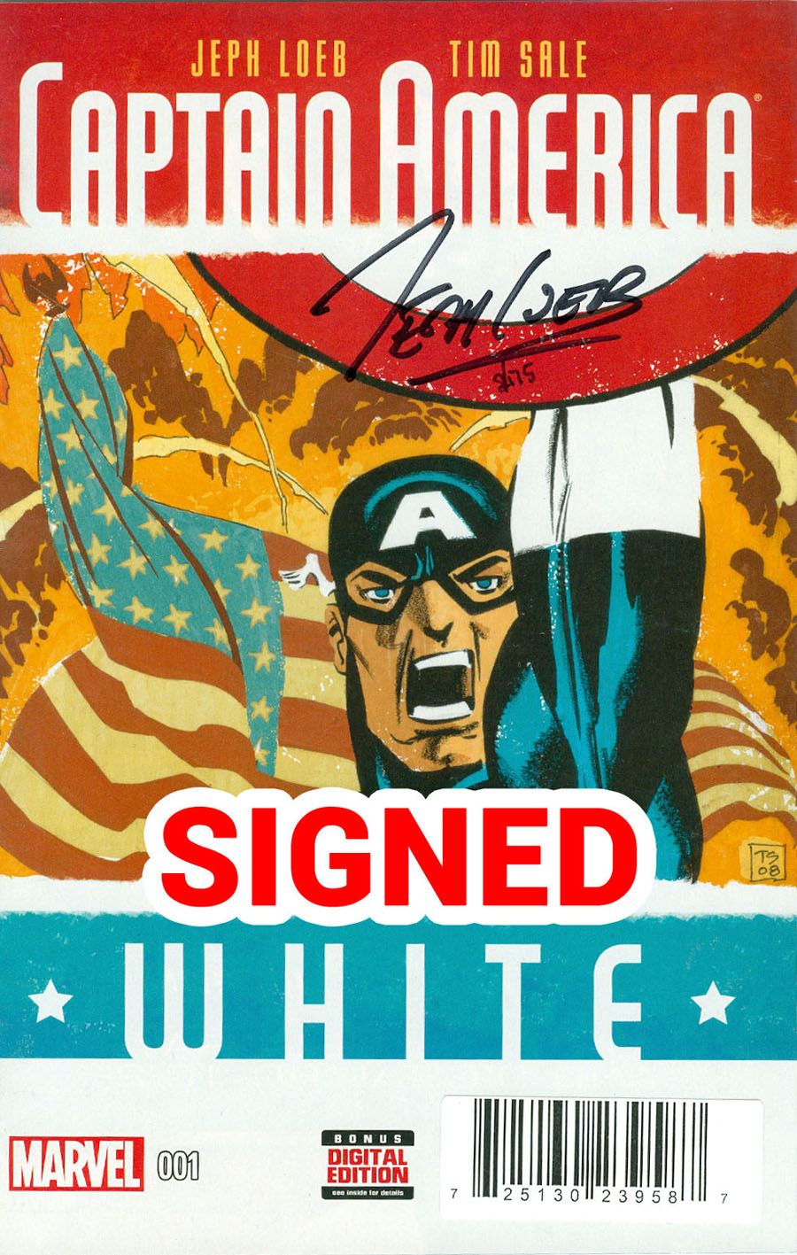 Captain America White #1 Cover F DF Signed By Jeph Loeb