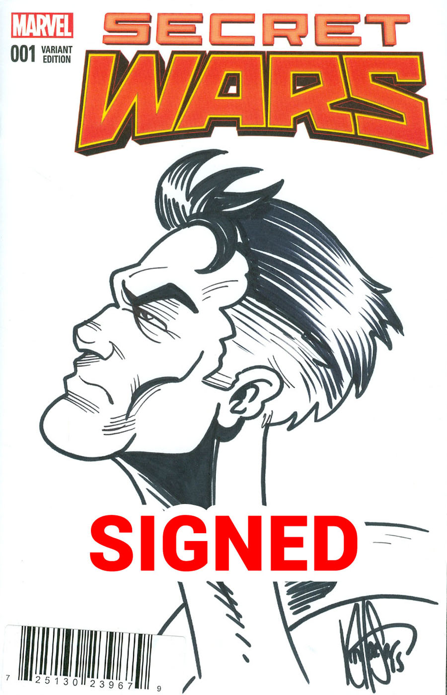 Secret Wars #1 Cover Z-H DF Exclusive Ken Haeser Signed & Remarked With A Reed Richards Hand-Drawn Sketch Variant Cover