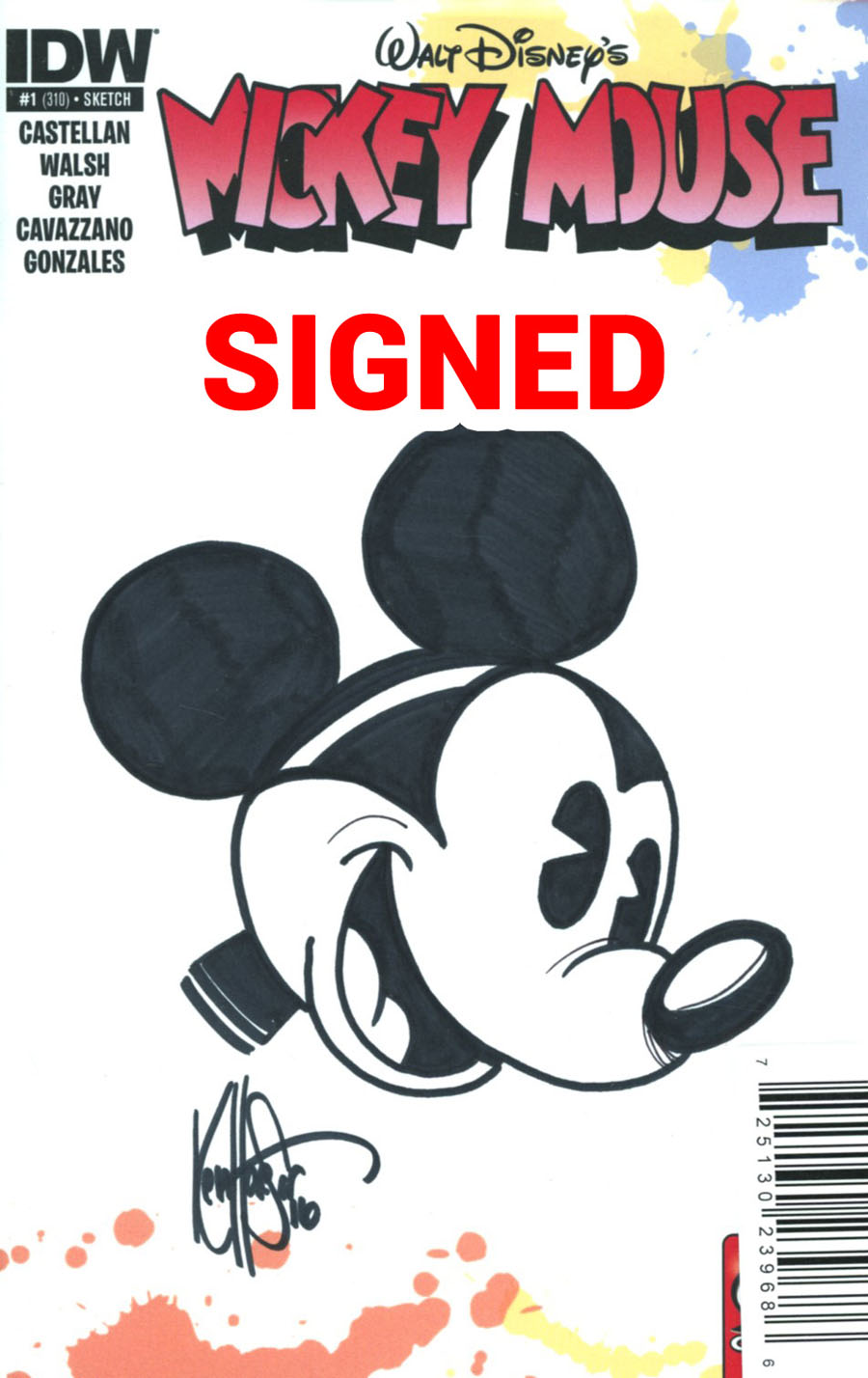 Mickey Mouse Vol 2 #1 Cover E DF Exclusive Ken Haeser Signed & Remarked With A Classic Mickey Hand-Drawn Sketch Variant Cover