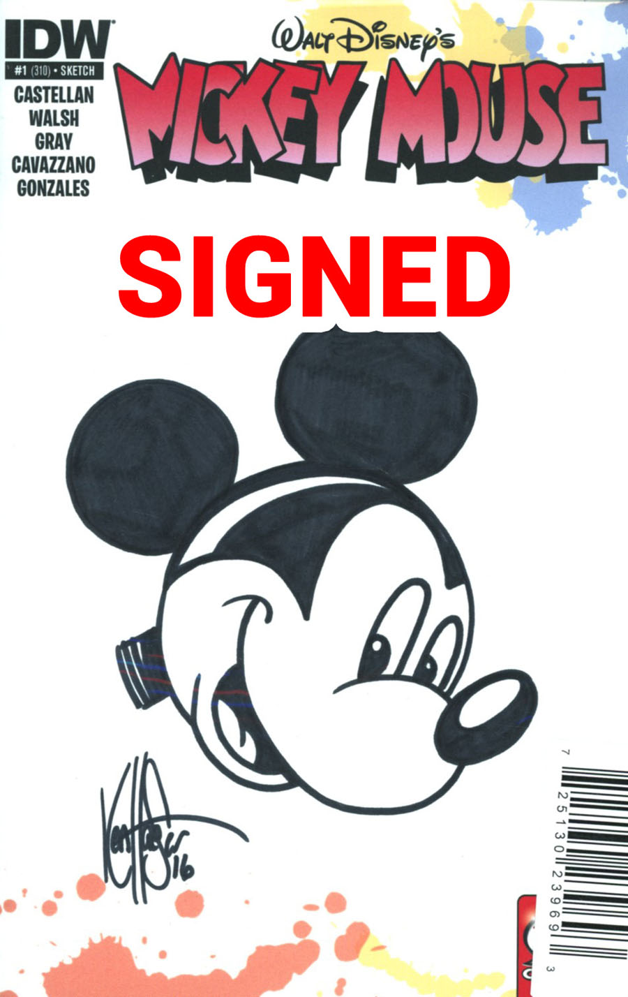 Mickey Mouse Vol 2 #1 Cover F DF Exclusive Ken Haeser Signed & Remarked With A Modern Mickey Hand-Drawn Sketch Variant Cover