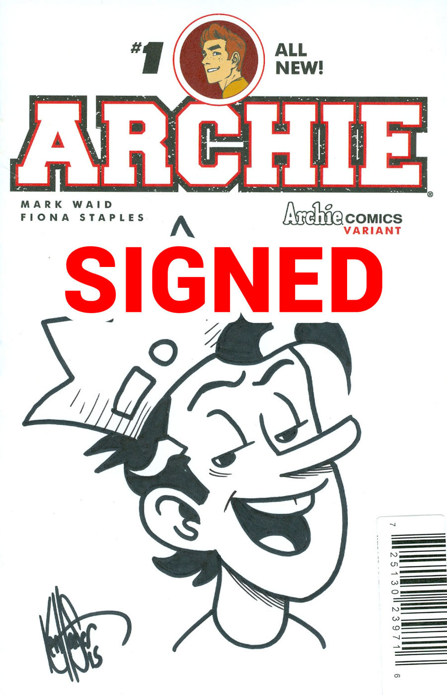 Archie Vol 2 #1 Cover Z-G DF Ken Haeser Signed & Remarked With A Classic Jughead Hand-Drawn Sketch Variant Cover