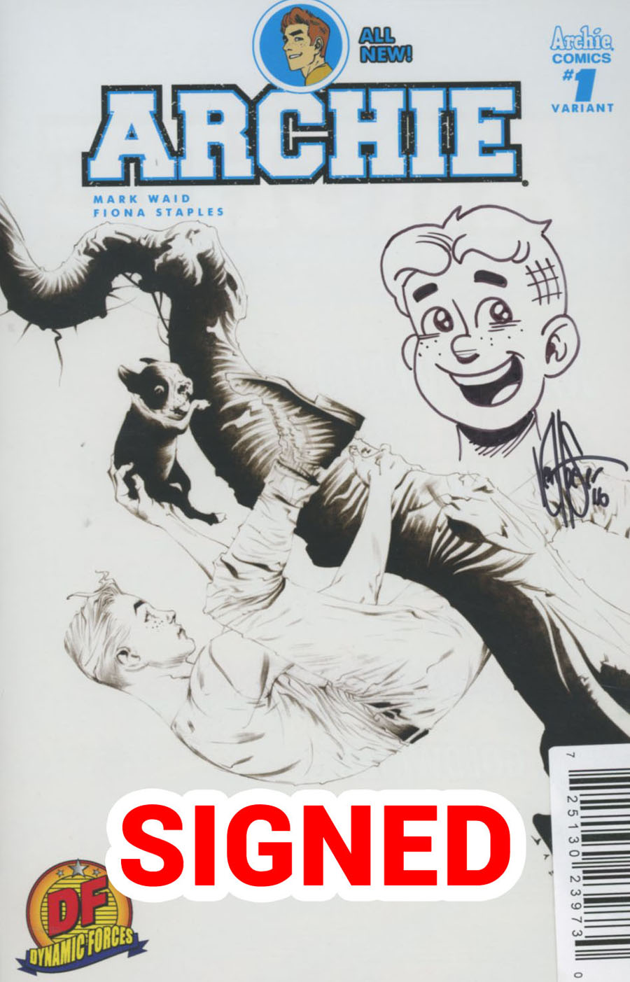 Archie Vol 2 #1 Cover Z-I DF Exclusive Jae Lee Variant Cover Signed & Remarked With An Archie Head Sketch By Ken Haeser