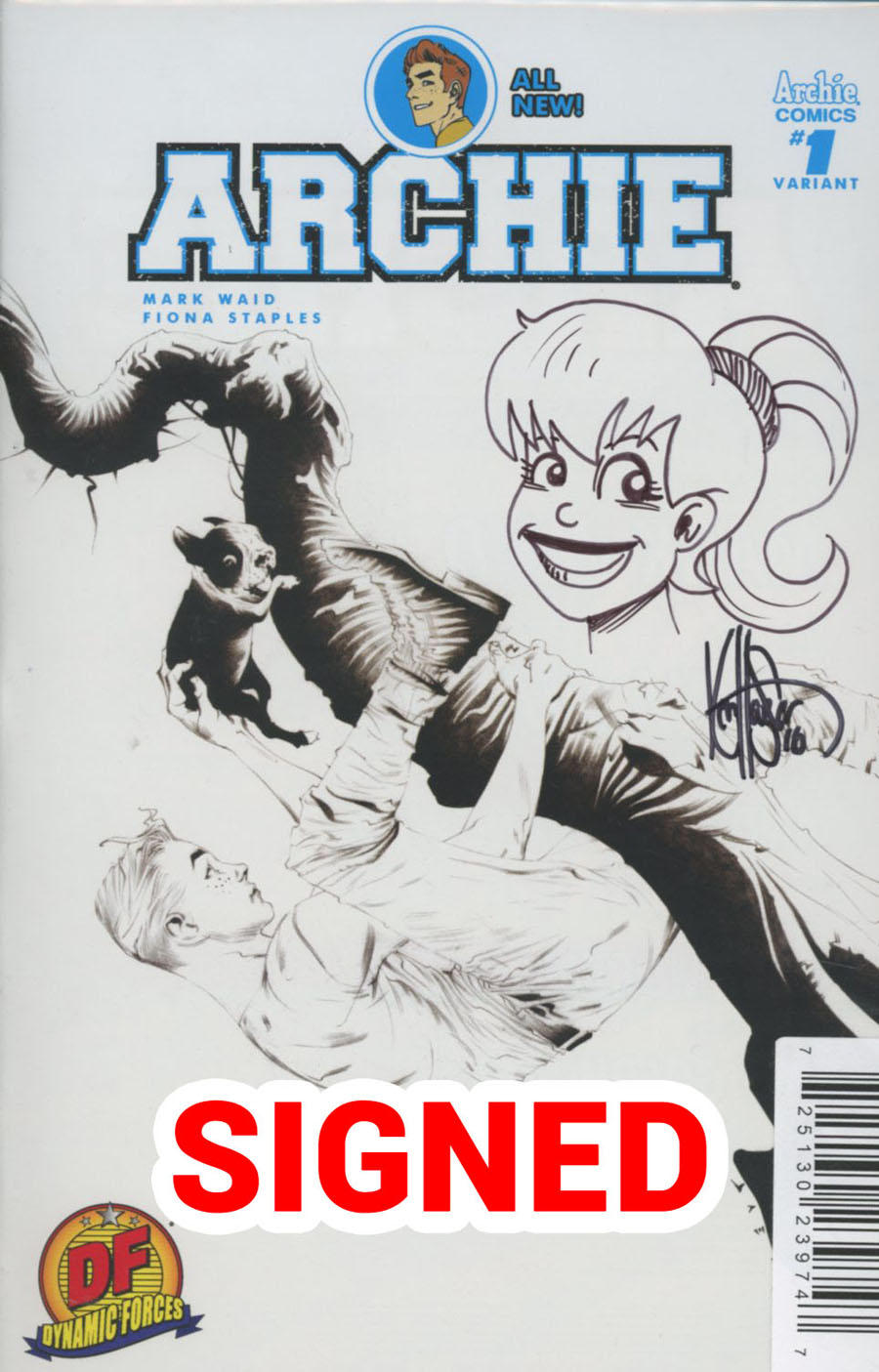 Archie Vol 2 #1 Cover Z-J DF Exclusive Jae Lee Variant Cover Signed & Remarked With A Betty Head Sketch By Ken Haeser