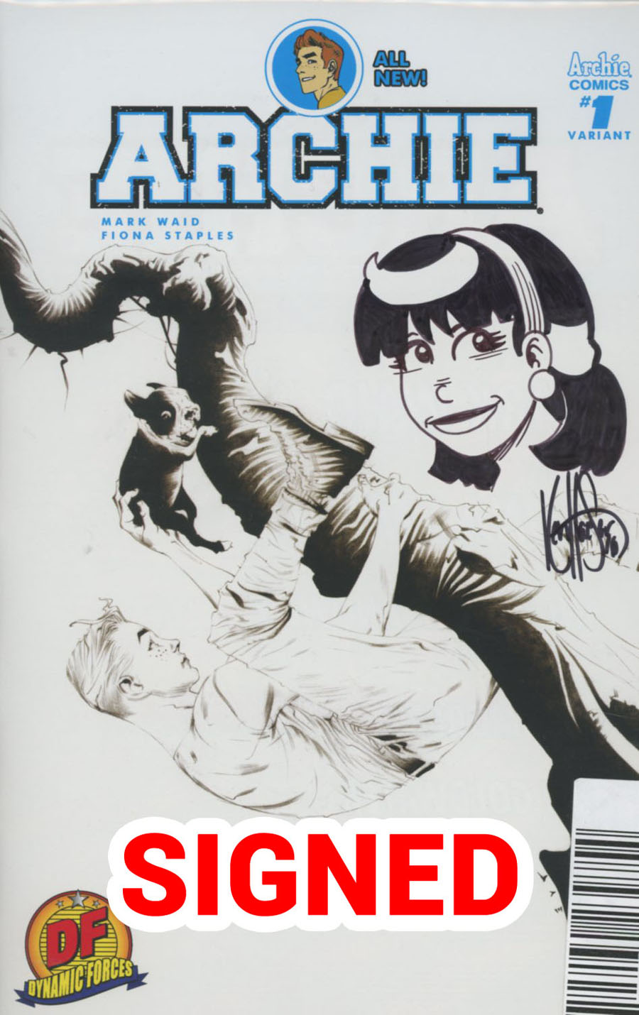 Archie Vol 2 #1 Cover Z-K DF Exclusive Jae Lee Variant Cover Signed & Remarked With A Veronica Head Sketch By Ken Haeser