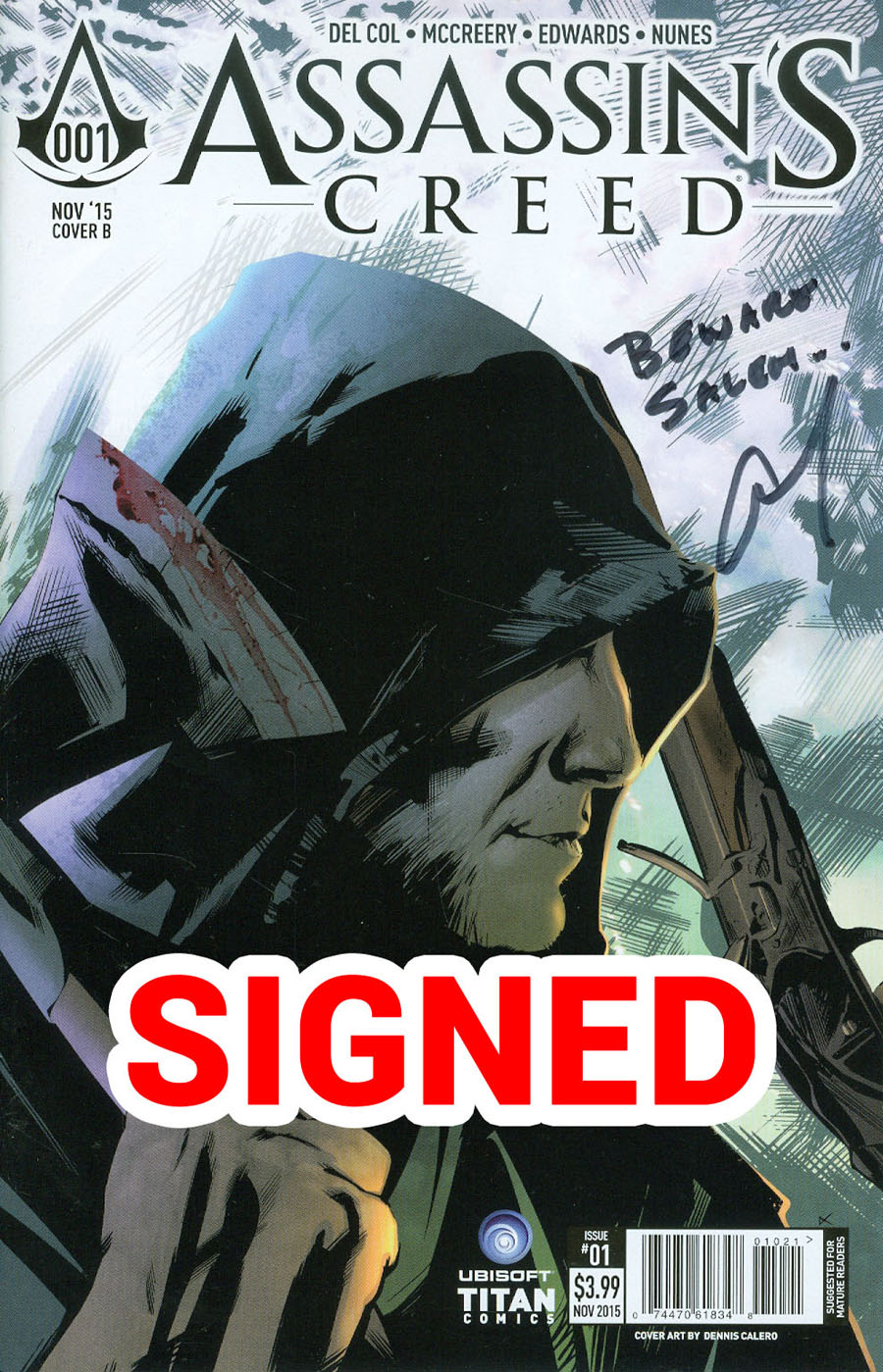 Assassins Creed #1 Cover H Variant Dennis Calero Subscription Cover Signed By Anthony Del Col