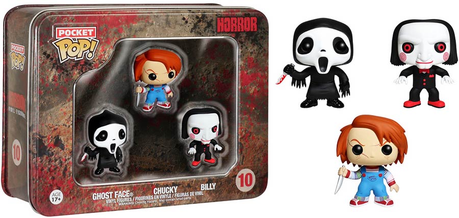 Pocket Pop Tins 10 Horror Ghostface Chucky Billy Vinyl Figure Pocket Set