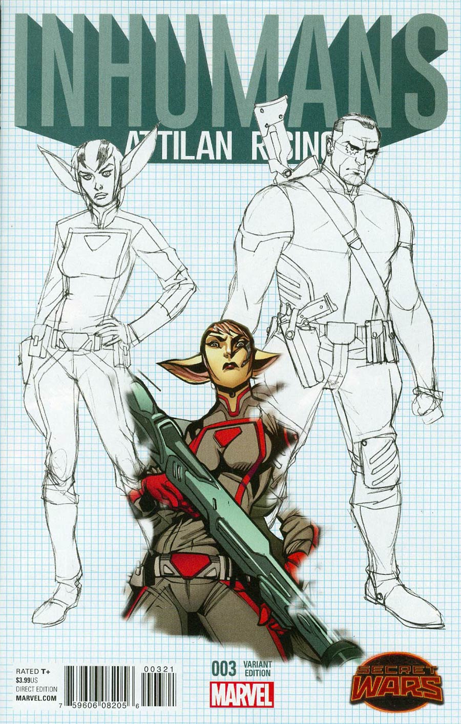 Inhumans Attilan Rising #3 Cover C Incentive Dave Johnson Design Variant Cover (Secret Wars Battleworld Tie-In)