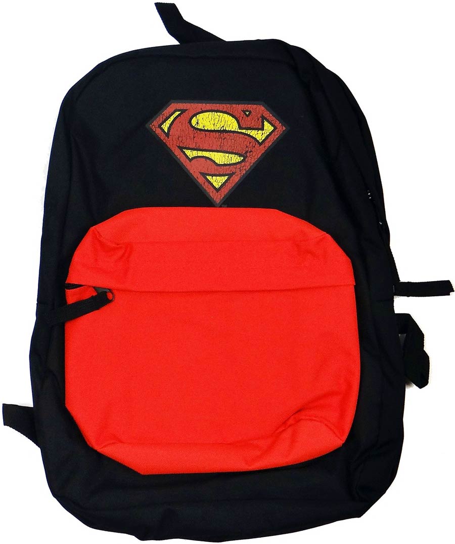 Superman Distressed Logo Nylon Black Backpack