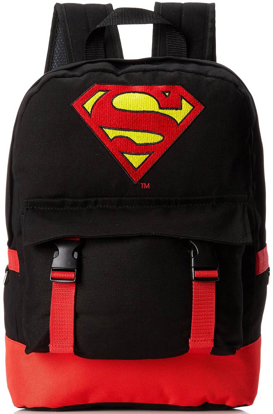 Superman Embroidery Logo Canvas Black Backpack