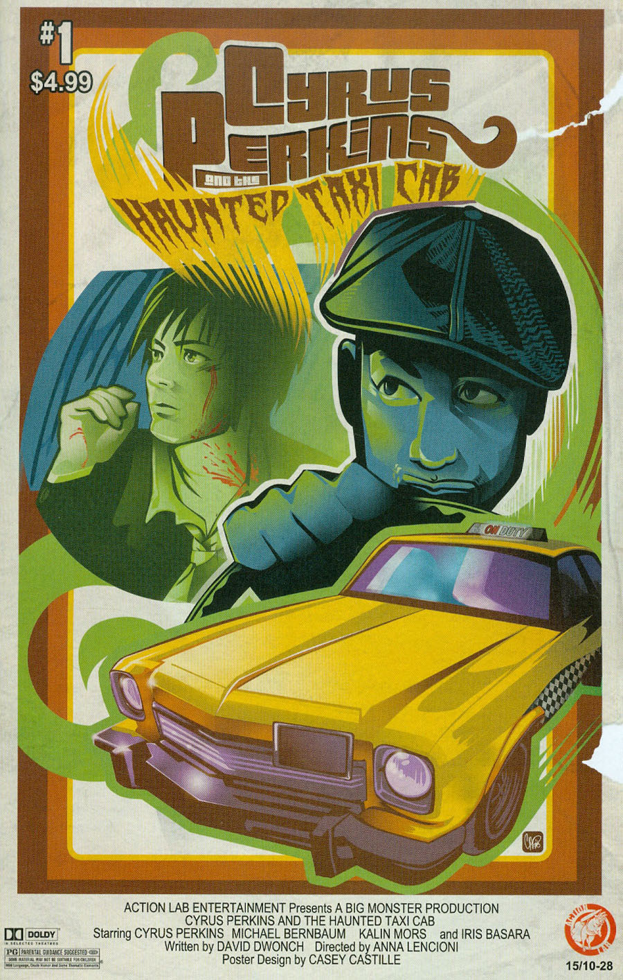 Cyrus Perkins And The Haunted Taxi Cab #1 Cover B Variant Casey Castille 70s Movie Poster Cover