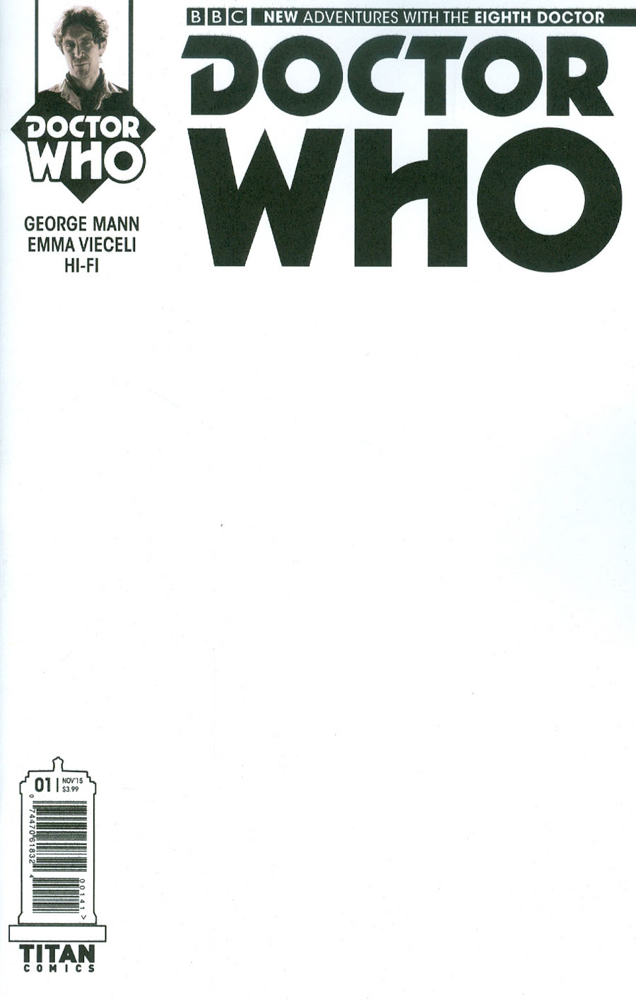 Doctor Who 8th Doctor #1 Cover C Variant Blank Cover