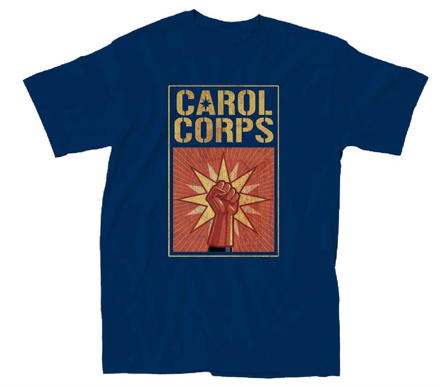Marvel Heroes Carol Corps Navy T-Shirt Large