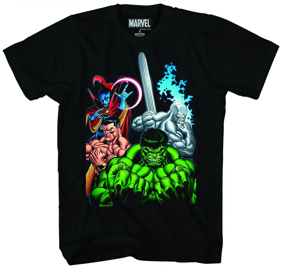 Marvel Heroes Hulk Group Black T-Shirt Large