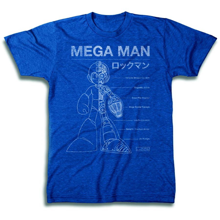 Mega Man Mega Man Blueprint Previews Exclusive Royal Heather T-Shirt Large