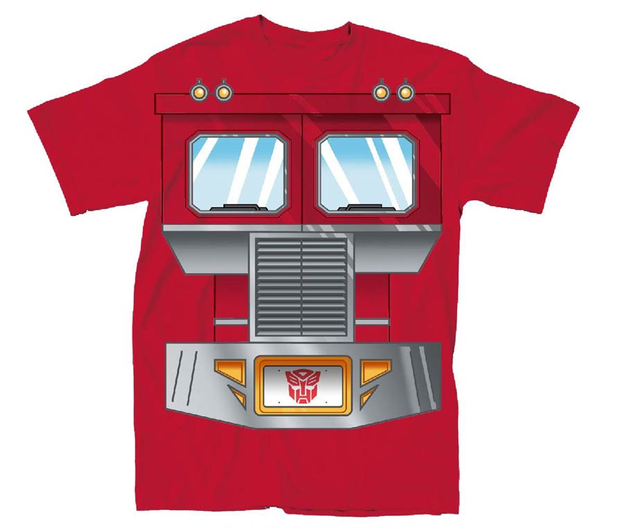 Transformers Optimus Chest Plate Red T-Shirt Large