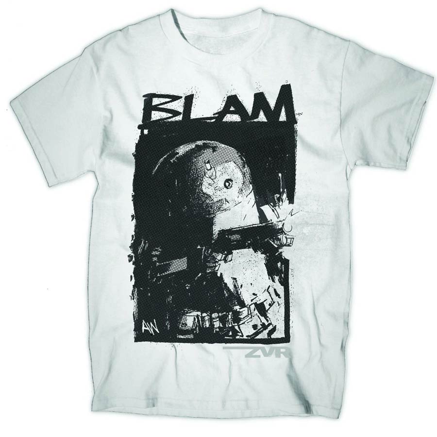 Zombies vs Robots Blam White T-Shirt Large