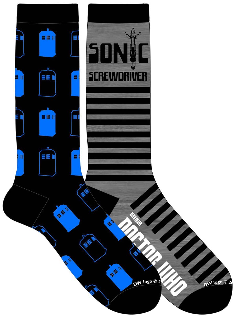 Doctor Who All-Over TARDIS Crew Socks 2-Pack