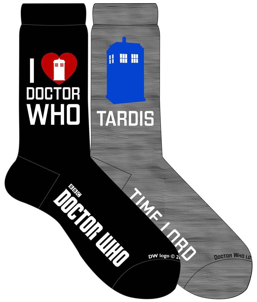 Doctor Who Heart Ladies Crew Socks 2-Pack