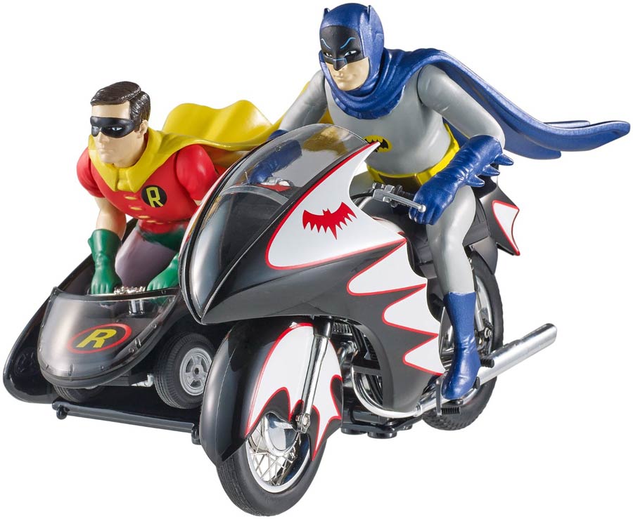 Hot Wheels Elite Batman 1966 Batcycle 1/18 Scale Die-Cast With Figures