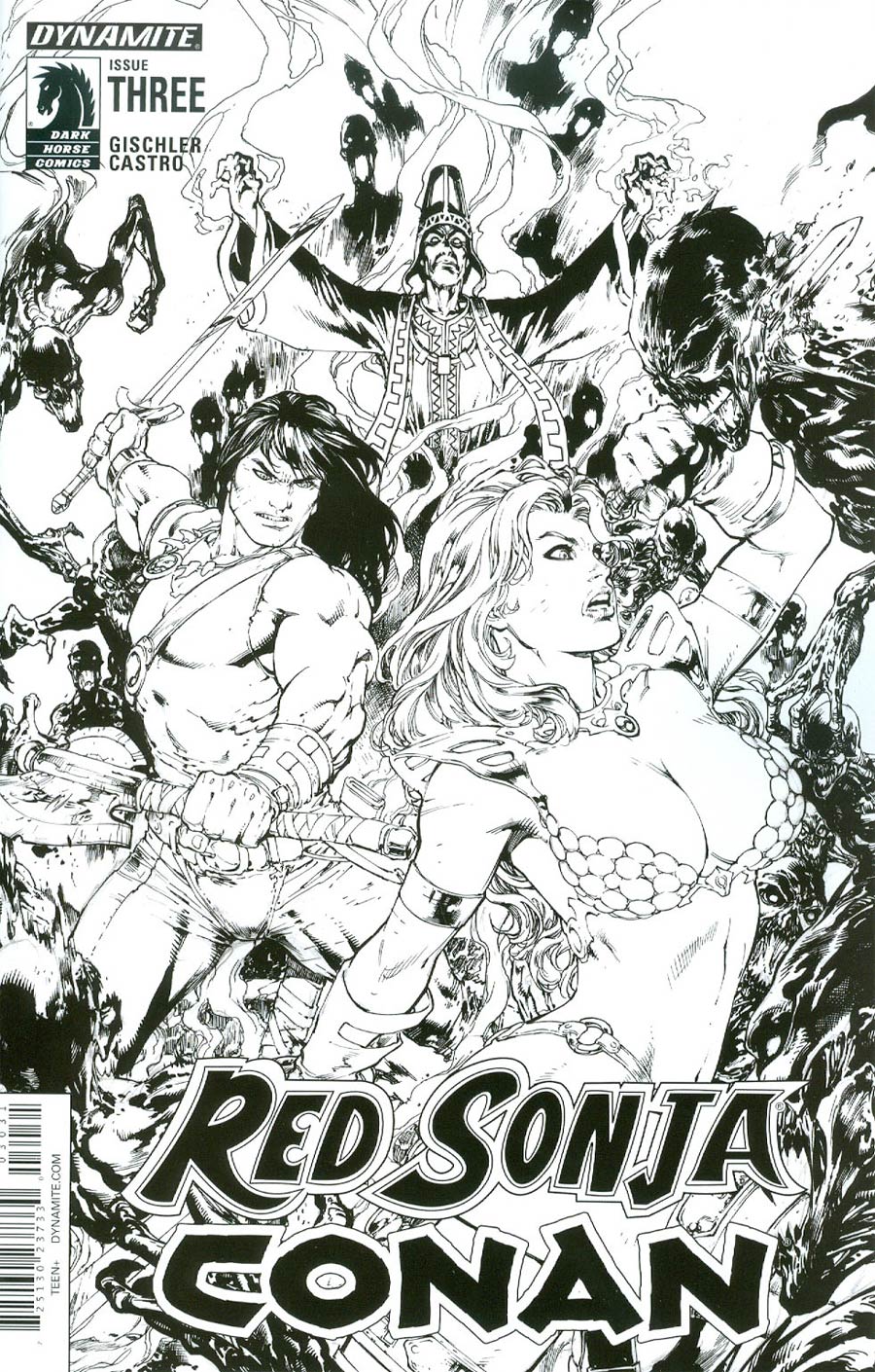 Red Sonja Conan #3 Cover C Incentive Ed Benes Black & White Cover