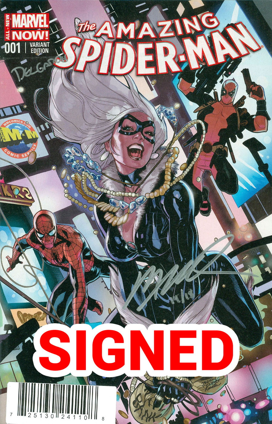 Amazing Spider-Man Vol 3 #1 Cover Z-L DF M&M Exclusive Silver Signature Series Signed By Humberto Ramos & Edgar Delgado