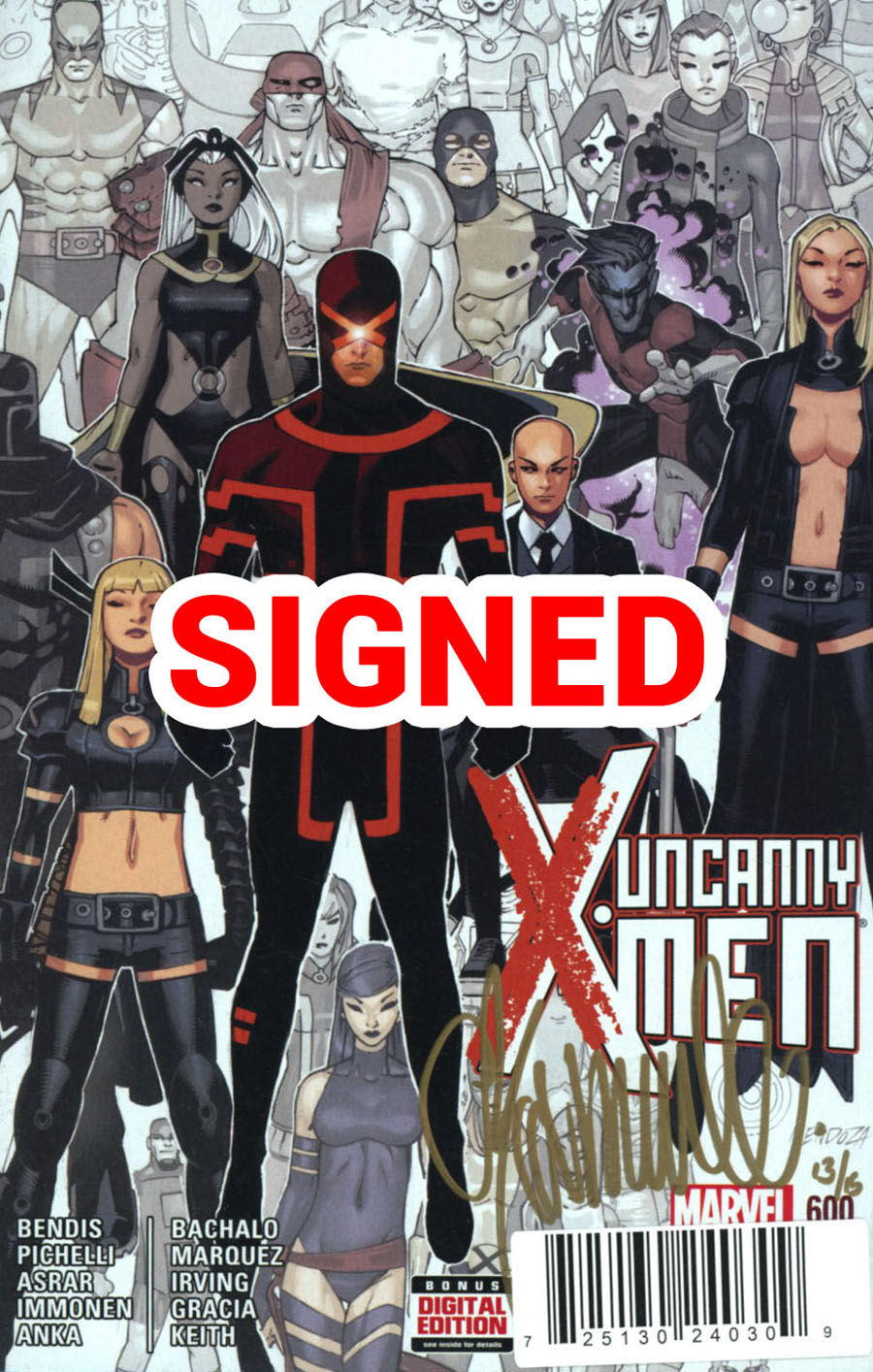 Uncanny X-Men Vol 3 #600 Cover N DF Ultra-Limited Gold Elite Signature Series Signed By Chris Bachalo