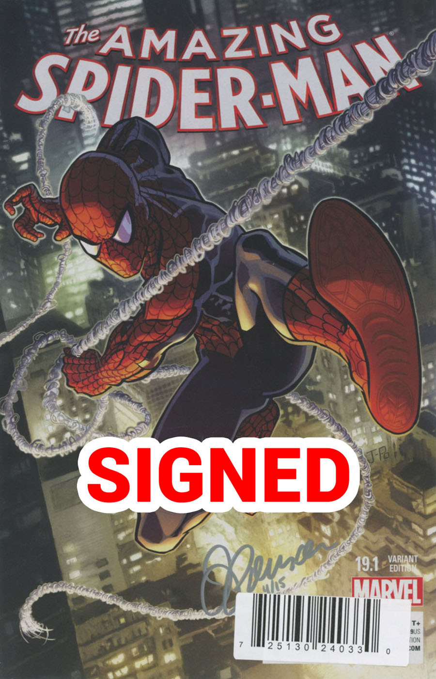 Amazing Spider-Man Vol 3 #19.1 Cover C DF Ultra-Limited Webslinger Silver Signature Series Signed By Justin Ponsor