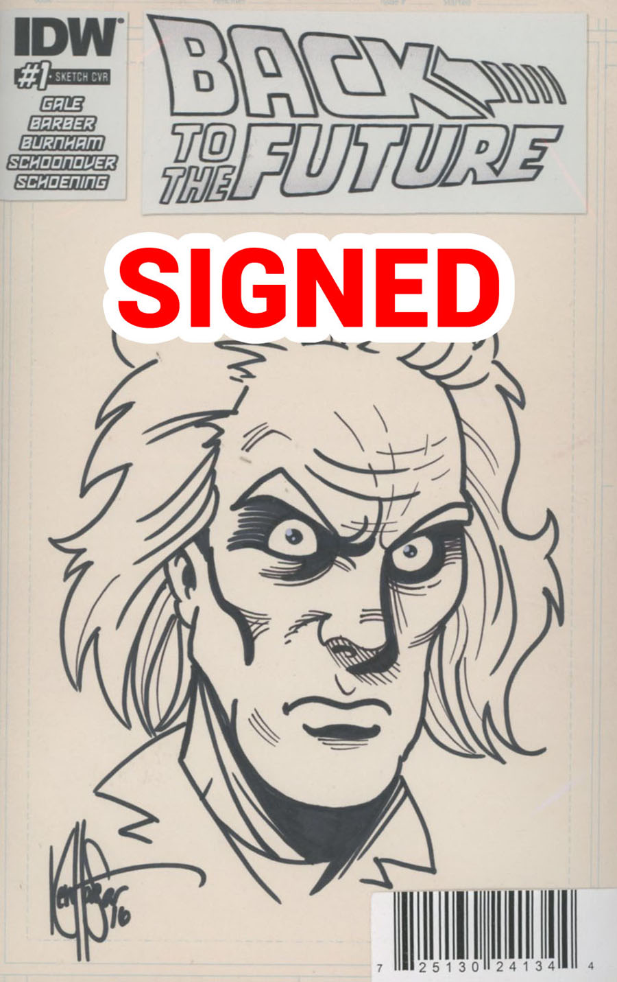 Back To The Future Vol 2 #1 Cover J DF Artists Edition Signed & Remarked With A Doc Brown Sketch By Ken Haeser Variant Cover