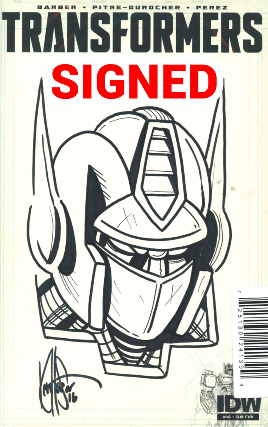 Transformers Vol 3 #46 Cover D DF Artists Edition Signed & Remarked By Ken Haeser Sketch Variant Cover