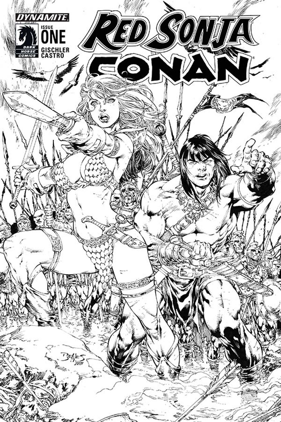 Red Sonja Conan #1 Cover H Variant Ed Benes Black & White Cover