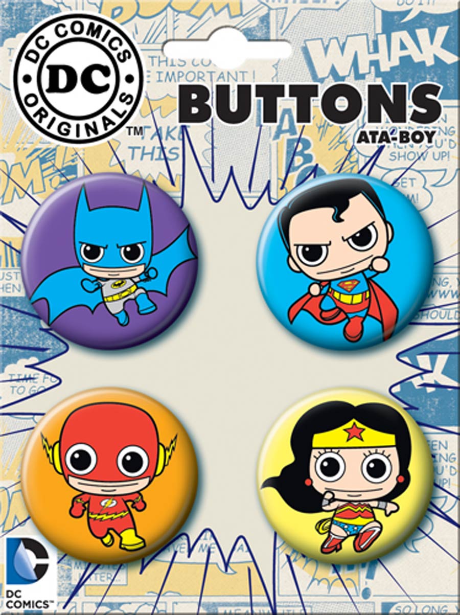 DC Comics 1.25-Inch 4-Button Set - DC Toy (84857BT4)