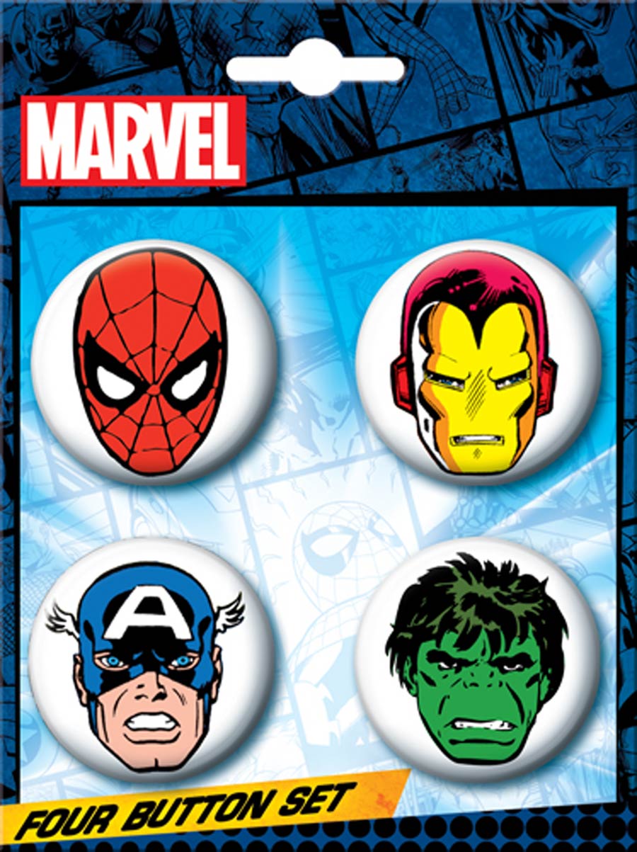 Marvel Comics 1.25-inch 4-Button Set - Classic Character (84589BT4)