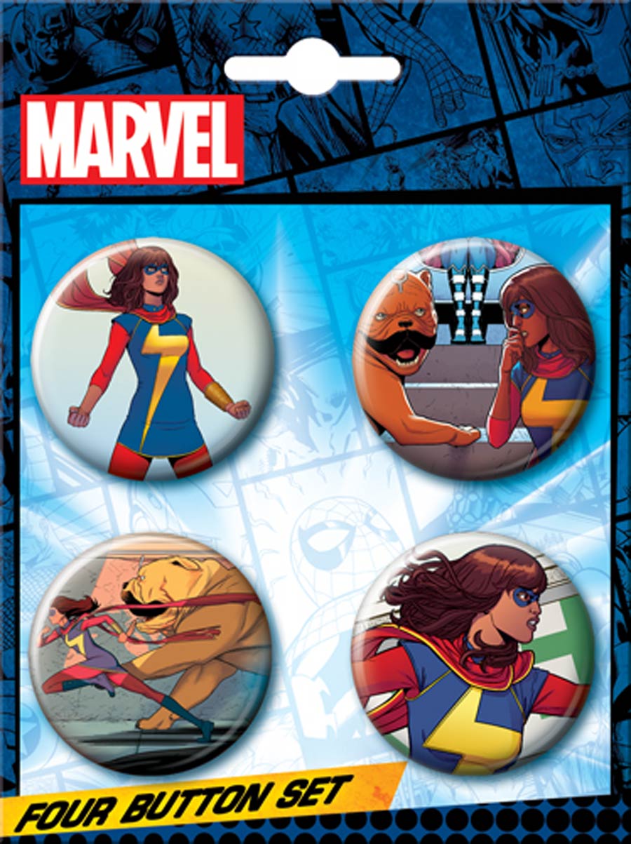 Marvel Comics 1.25-inch 4-Button Set - Ms Marvel (84591BT4)